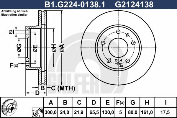 Disc frana FIAT DUCATO bus (230) (1994 - 2002) GALFER B1.G224-0138.1 piesa NOUA