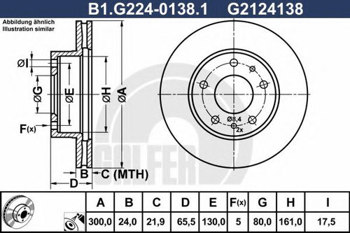 Disc frana FIAT DUCATO bus (230) (1994 - 2002) GALFER B1.G224-0138.1 piesa NOUA