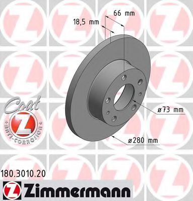 Disc frana FIAT DUCATO bus (230) (1994 - 2002) ZIMMERMANN 180.3010.20 piesa NOUA