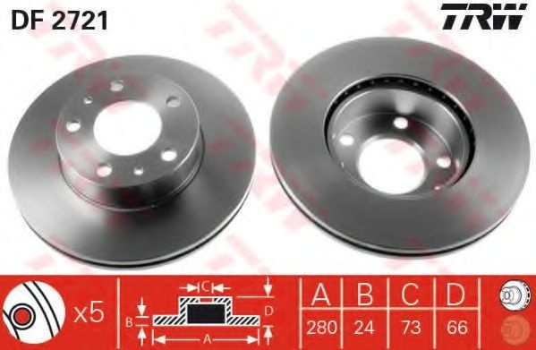 Disc frana FIAT DUCATO bus (244) (2002 - 2016) TRW DF2721 piesa NOUA