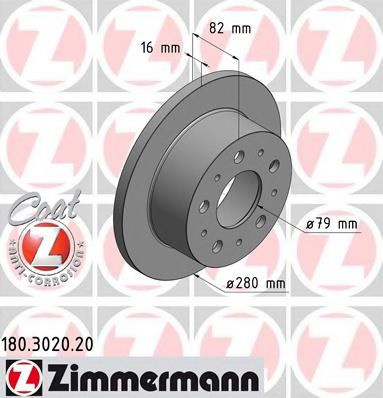 Disc frana FIAT DUCATO bus (244) (2002 - 2016) ZIMMERMANN 180.3020.20 piesa NOUA