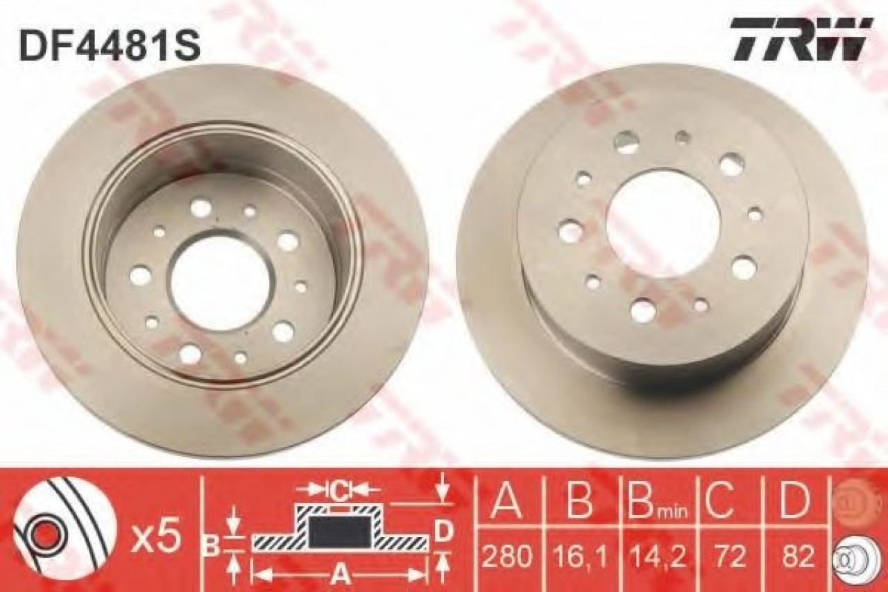 Disc frana FIAT DUCATO caroserie (230L) (1994 - 2002) TRW DF4481S piesa NOUA