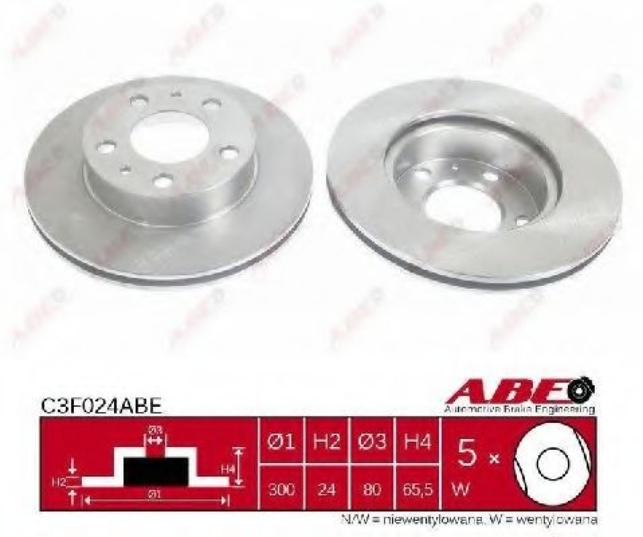 Disc frana FIAT DUCATO caroserie (230L) (1994 - 2002) ABE C3F024ABE piesa NOUA