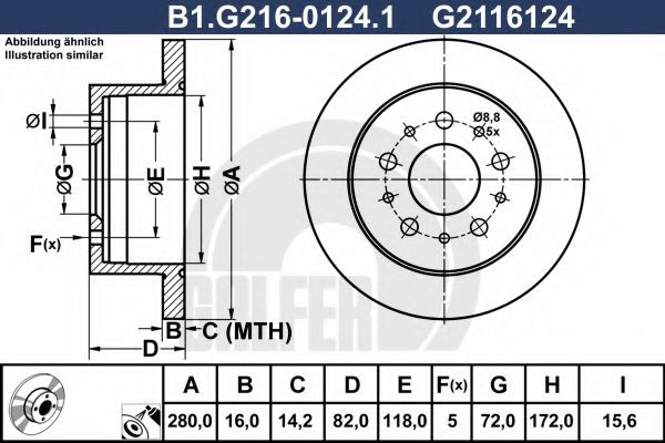 Disc frana FIAT DUCATO caroserie (250, 290) (2006 - 2016) GALFER B1.G216-0124.1 piesa NOUA