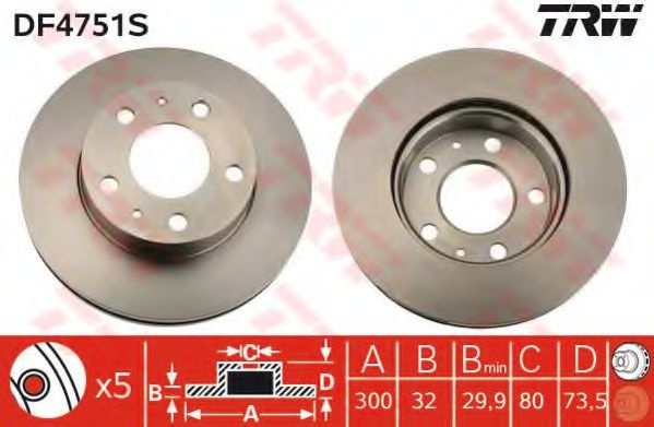 Disc frana FIAT DUCATO caroserie (250, 290) (2006 - 2016) TRW DF4751S piesa NOUA