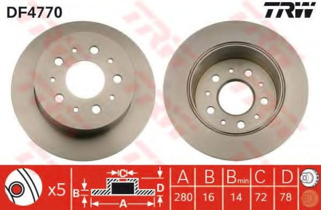Disc frana FIAT DUCATO caroserie (250, 290) (2006 - 2016) TRW DF4770 piesa NOUA