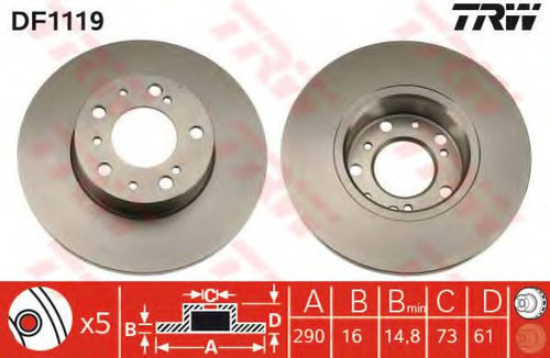 Disc frana FIAT DUCATO Panorama (280) (1982 - 1990) TRW DF1119 piesa NOUA