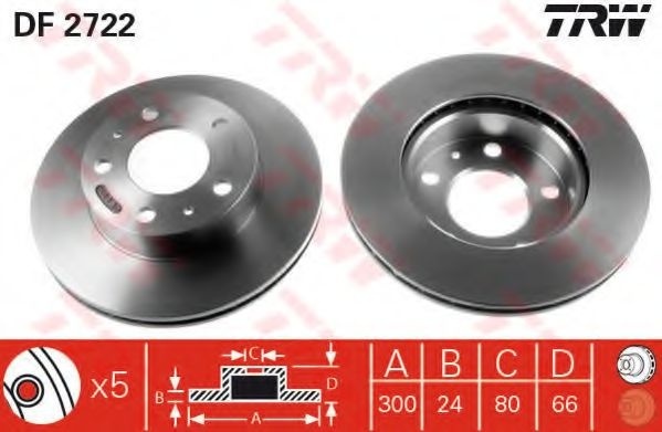 Disc frana FIAT DUCATO platou / sasiu (230) (1994 - 2002) TRW DF2722 piesa NOUA