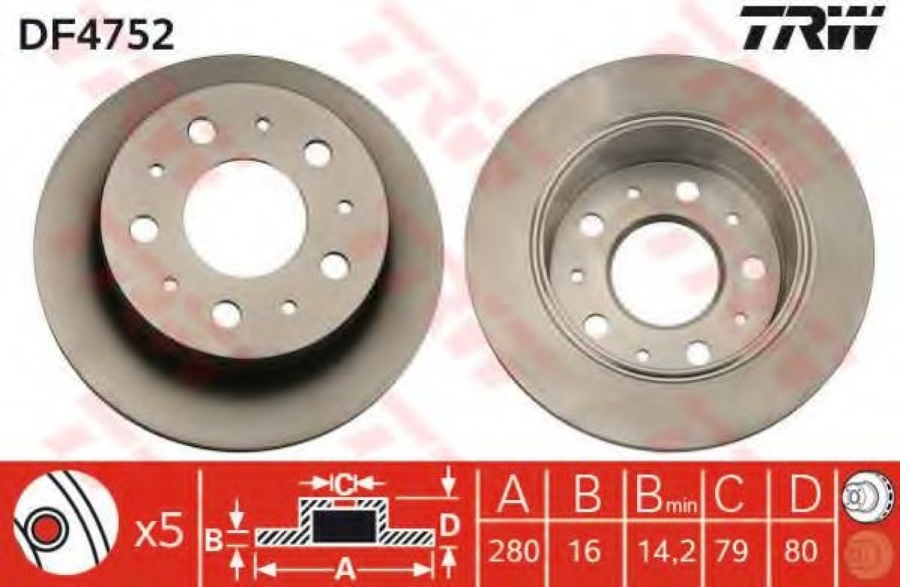 Disc frana FIAT DUCATO platou / sasiu (250, 290) (2006 - 2016) TRW DF4752 piesa NOUA