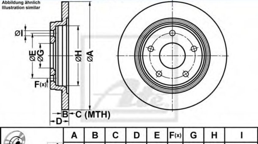 Disc frana FIAT FREEMONT (JC, JF) (2011 - 2016) ATE 24.0112-0199.1 piesa NOUA