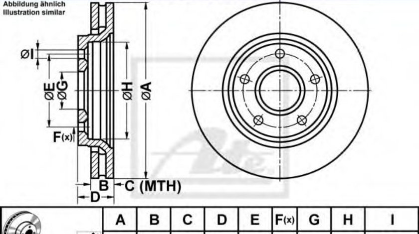 Disc frana FIAT FREEMONT (JC, JF) (2011 - 2016) ATE 24.0128-0263.1 piesa NOUA