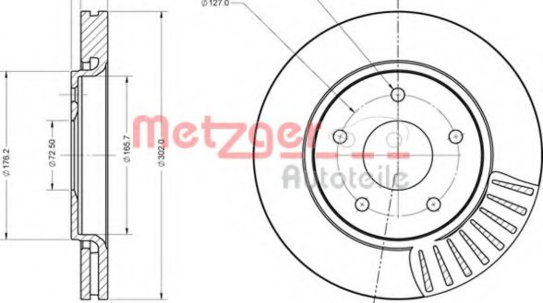 Disc frana FIAT FREEMONT (JC, JF) (2011 - 2016) METZGER 6110090 piesa NOUA