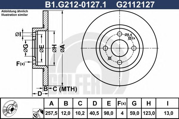 Disc frana FIAT MAREA (185) (1996 - 2007) GALFER B1.G212-0127.1 piesa NOUA