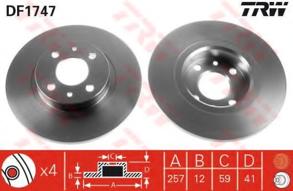 Disc frana FIAT MAREA (185) (1996 - 2007) TRW DF1747 piesa NOUA