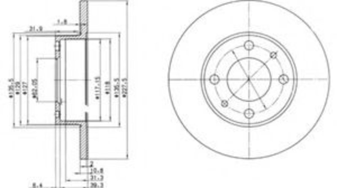 Disc frana FIAT PANDA (141A) (1980 - 2004) DELPHI BG2147 piesa NOUA