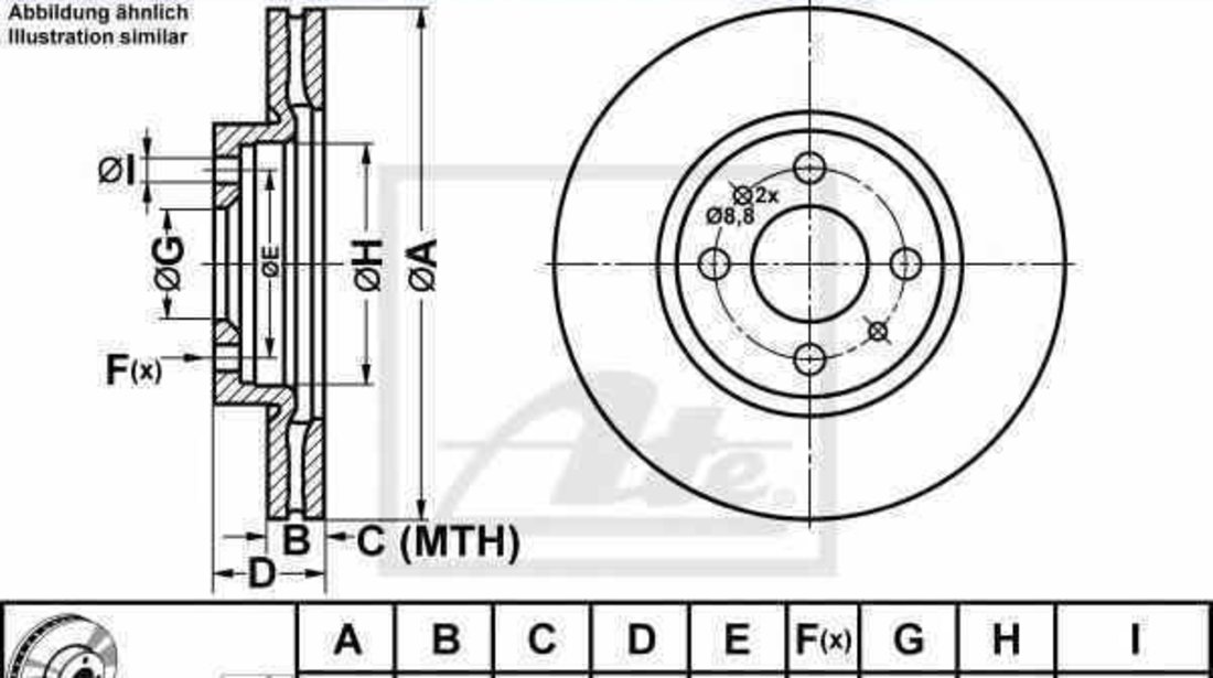 Disc frana FIAT PANDA 169 ATE 24.0122-0197.1