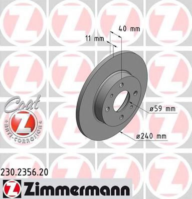 Disc frana FIAT PUNTO (176) (1993 - 1999) ZIMMERMANN 230.2356.20 piesa NOUA