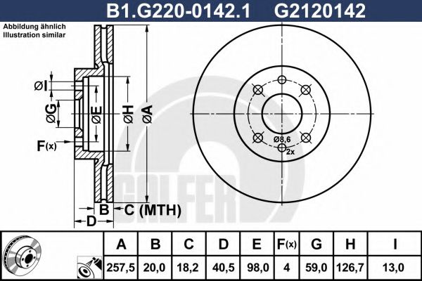 Disc frana FIAT PUNTO (188) (1999 - 2016) GALFER B1.G220-0142.1 piesa NOUA
