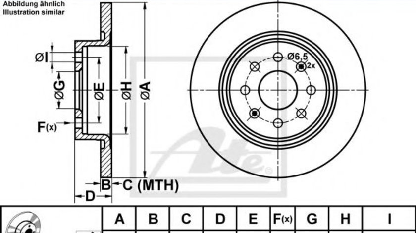 Disc frana FIAT PUNTO (199) (2012 - 2016) ATE 24.0110-0323.1 piesa NOUA