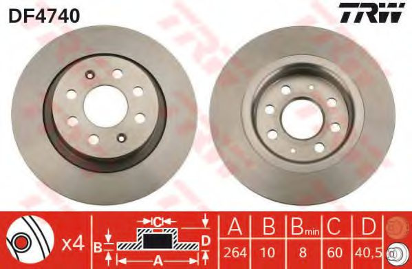 Disc frana FIAT PUNTO (199) (2012 - 2016) TRW DF4740 piesa NOUA