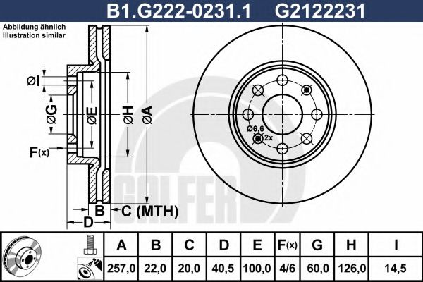 Disc frana FIAT PUNTO EVO (199) (2008 - 2016) GALFER B1.G222-0231.1 piesa NOUA