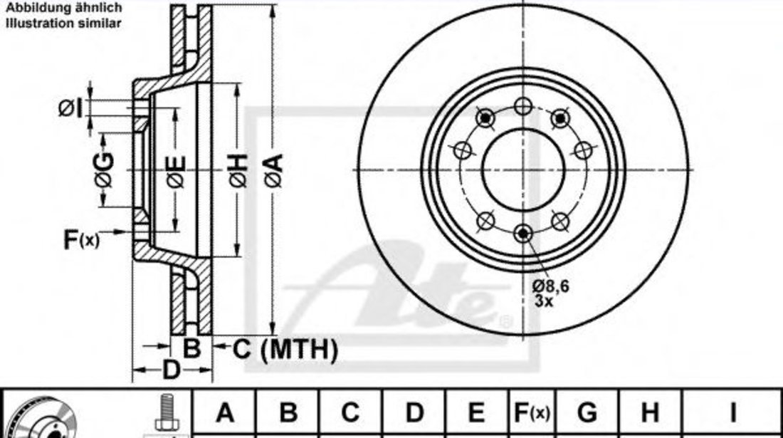 Disc frana FIAT SCUDO (272, 270) (2007 - 2016) ATE 24.0128-0214.1 piesa NOUA