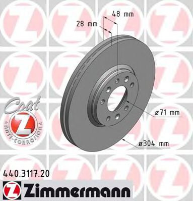Disc frana FIAT SCUDO (272, 270) (2007 - 2016) ZIMMERMANN 440.3117.20 piesa NOUA