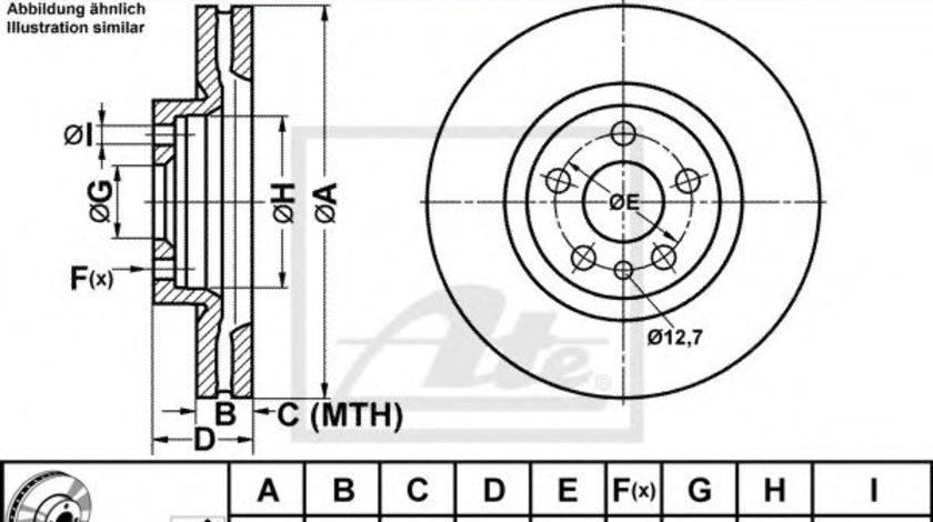 Disc frana FIAT SCUDO caroserie (220L) (1996 - 2006) ATE 24.0126-0104.1 piesa NOUA