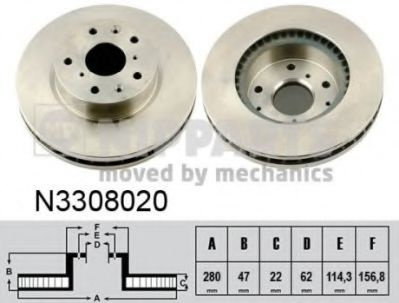 Disc frana FIAT SEDICI (FY) (2006 - 2016) NIPPARTS N3308020 piesa NOUA
