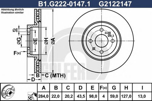 Disc frana FIAT STILO Multi Wagon (192) (2003 - 2008) GALFER B1.G222-0147.1 piesa NOUA