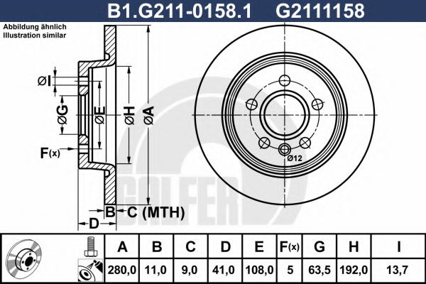 Disc frana FORD C-MAX (DM2) (2007 - 2016) GALFER B1.G211-0158.1 piesa NOUA