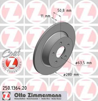 Disc frana FORD C-MAX II Van (2010 - 2016) ZIMMERMANN 250.1364.20 piesa NOUA