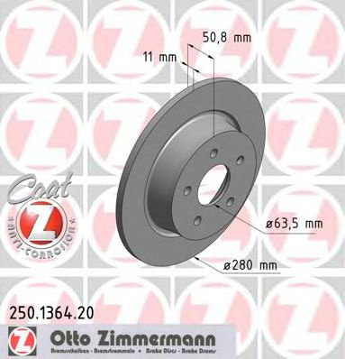 Disc frana FORD C-MAX II Van (2010 - 2016) ZIMMERMANN 250.1364.20 piesa NOUA
