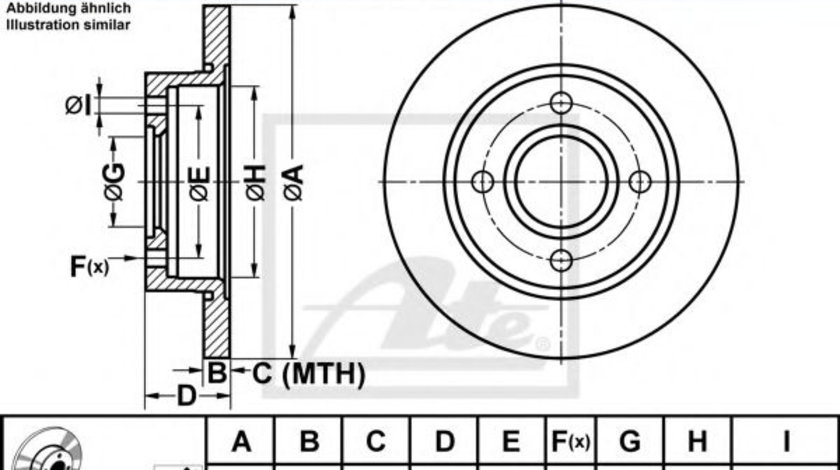 Disc frana FORD COURIER (F3L, F5L) (1991 - 1996) ATE 24.0112-0141.1 piesa NOUA