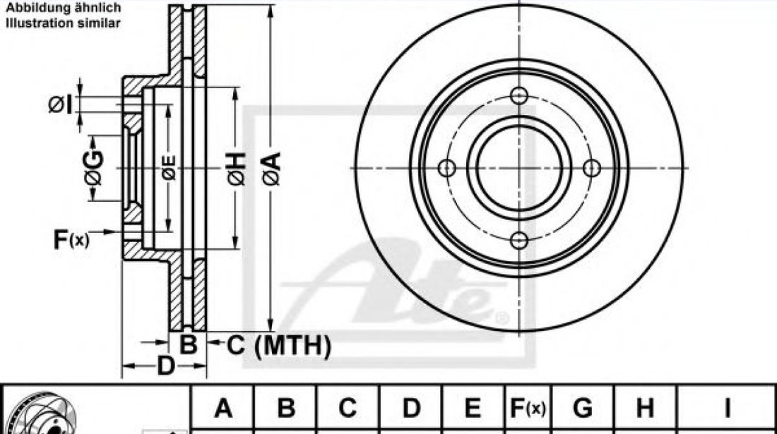 Disc frana FORD COURIER (F3L, F5L) (1991 - 1996) ATE 24.0320-0147.1 piesa NOUA