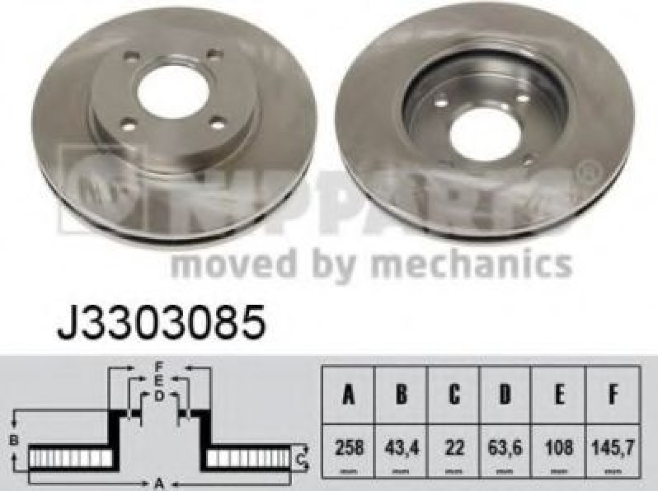 Disc frana FORD COURIER (J3, J5) (1996 - 2016) NIPPARTS J3303085 piesa NOUA