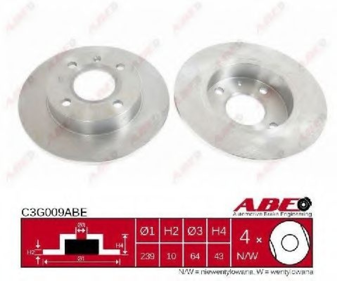 Disc frana FORD FIESTA IV (JA, JB) (1995 - 2002) ABE C3G009ABE piesa NOUA