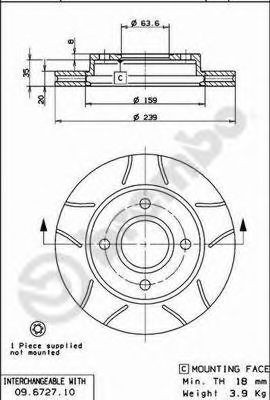 Disc frana FORD FIESTA IV (JA, JB) (1995 - 2002) BREMBO 09.6727.77 piesa NOUA