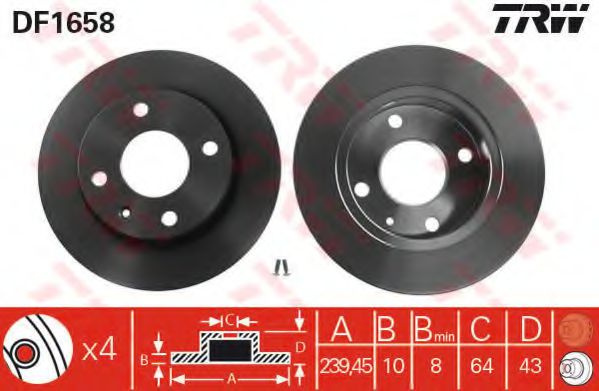 Disc frana FORD FIESTA IV (JA, JB) (1995 - 2002) TRW DF1658 piesa NOUA