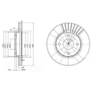 Disc frana FORD FIESTA V (JH, JD) (2001 - 2010) DELPHI BG3359 piesa NOUA