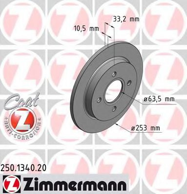 Disc frana FORD FIESTA VI (2008 - 2016) ZIMMERMANN 250.1340.20 piesa NOUA