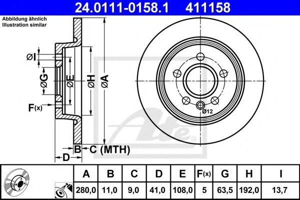 Disc frana FORD FOCUS C-MAX (2003 - 2007) ATE 24.0111-0158.1 piesa NOUA