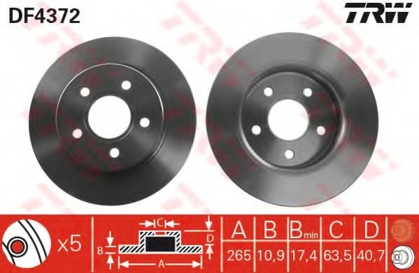 Disc frana FORD FOCUS C-MAX (2003 - 2007) TRW DF4372 piesa NOUA