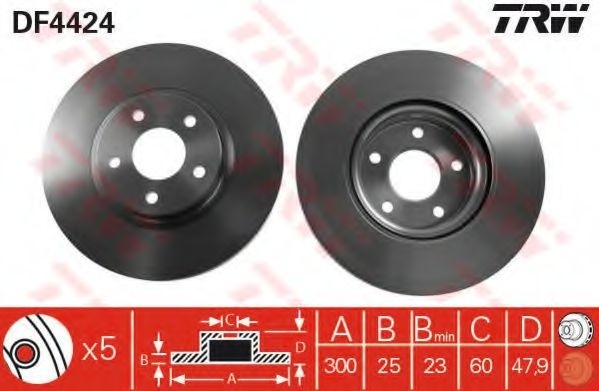 Disc frana FORD FOCUS C-MAX (2003 - 2007) TRW DF4424 piesa NOUA