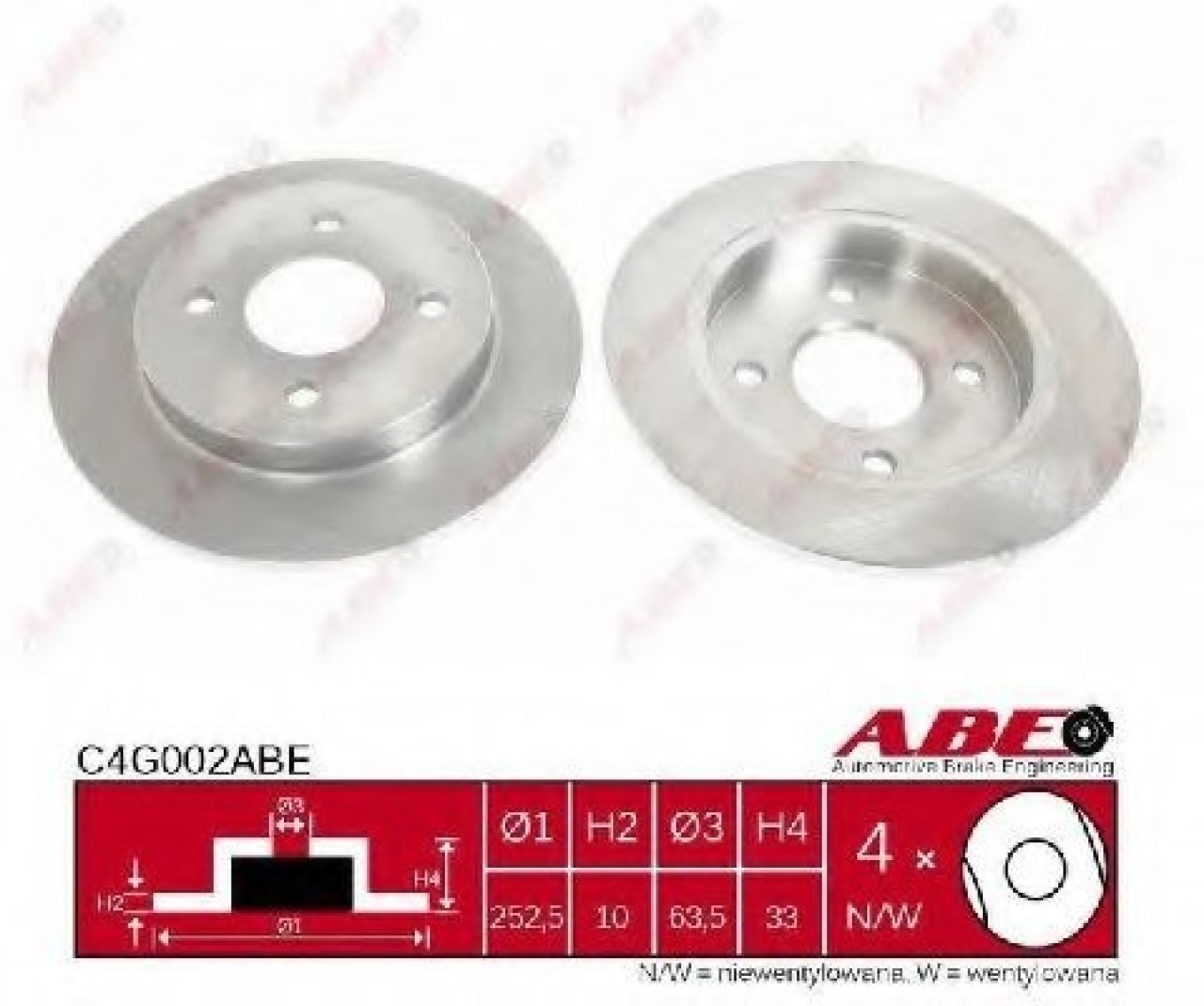 Disc frana FORD FOCUS Combi (DNW) (1999 - 2007) ABE C4G002ABE piesa NOUA