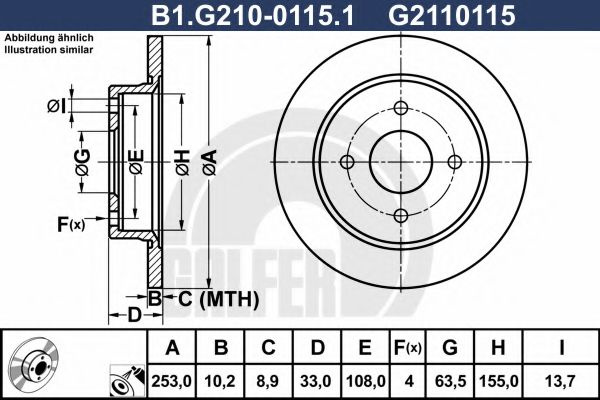 Disc frana FORD FOCUS (DAW, DBW) (1998 - 2007) GALFER B1.G210-0115.1 piesa NOUA