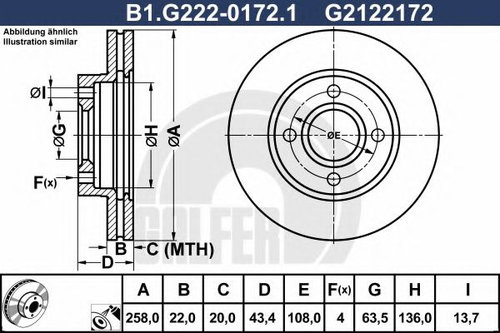 Disc frana FORD FOCUS (DAW, DBW) (1998 - 2007) GALFER B1.G222-0172.1 piesa NOUA