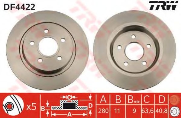 Disc frana FORD FOCUS II Combi (DA) (2004 - 2012) TRW DF4422 piesa NOUA