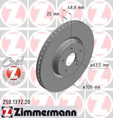 Disc frana FORD FOCUS III (2010 - 2016) ZIMMERMANN 250.1372.20 piesa NOUA