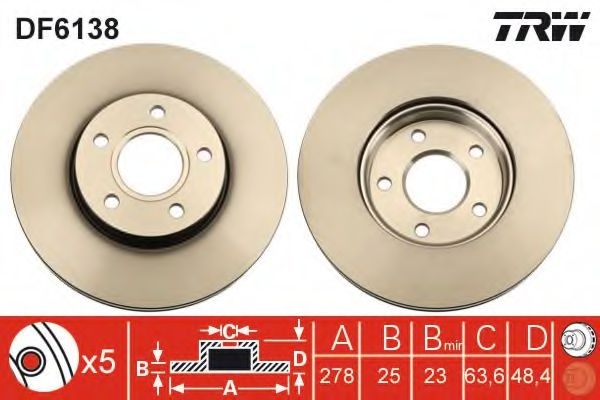 Disc frana FORD FOCUS III Turnier (2010 - 2016) TRW DF6138 piesa NOUA